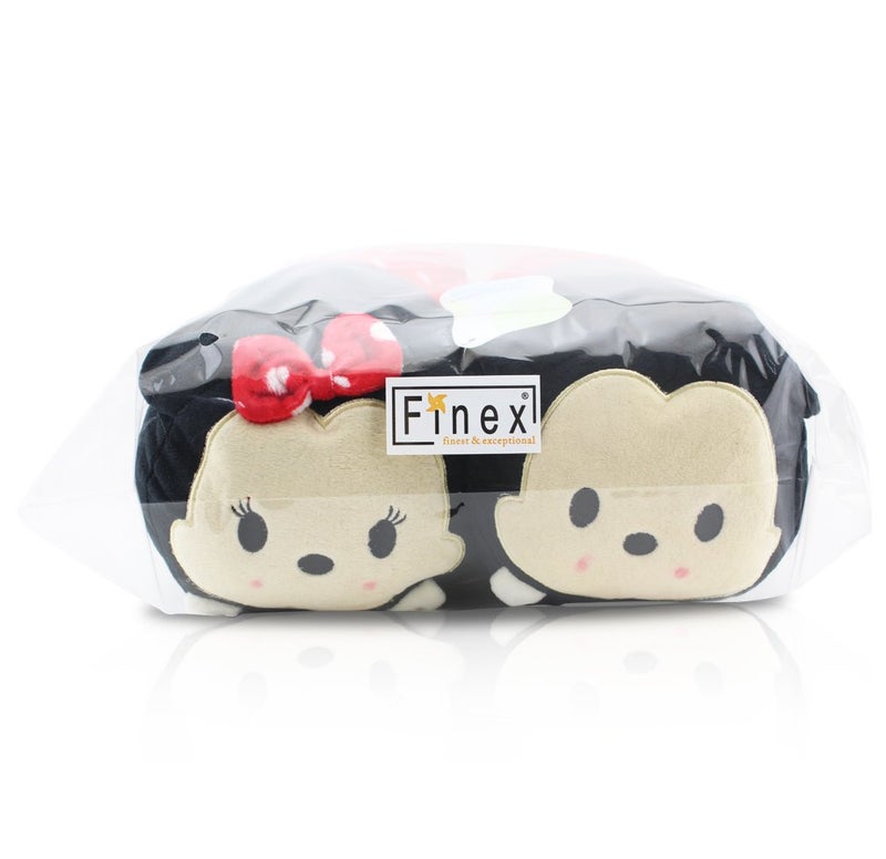 Finex 2 Pcs Set Mickey Minnie Plush Travel Pillow Stackable Long Cushion for Long Flight car Ride Cruise - Image 2